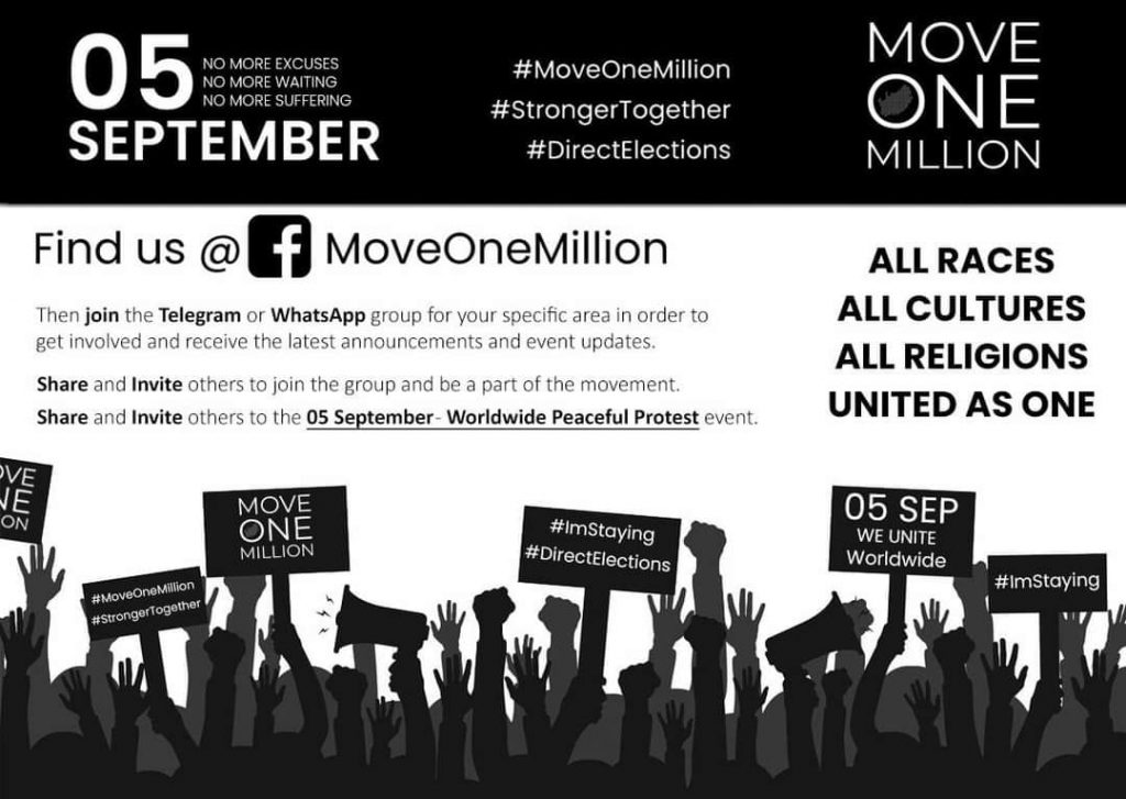 Move One Million demonstration on Saturday, 5 September