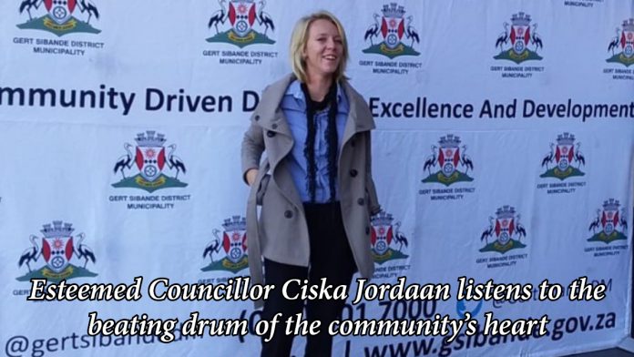 Esteemed Councillor, 1 and only Ciska Jordaan listens to the beating drum of the community’s heart