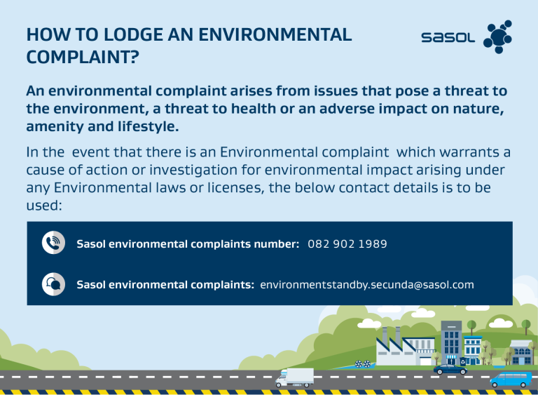 Sasol – HOW TO LODGE AN ENVIRONMENTAL COMPLAINT?